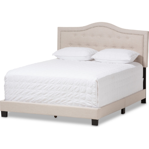 Emerson Full Bed in Light Beige Fabric